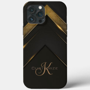 Sleek Mit Monogramm Black and Gold Zickzack Case-Mate iPhone Hülle