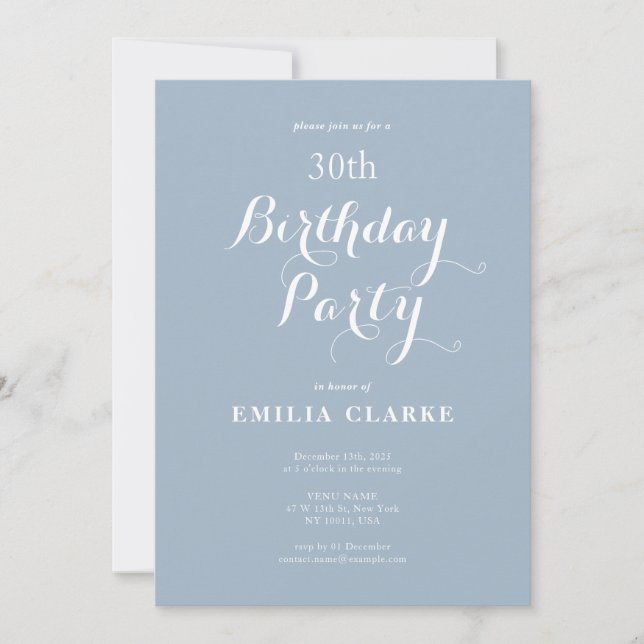 Sleek Modern Birthday Party Einladungen für Erwach (Vorderseite)