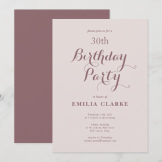 Sleek Modern Birthday Party Einladungen für Erwach