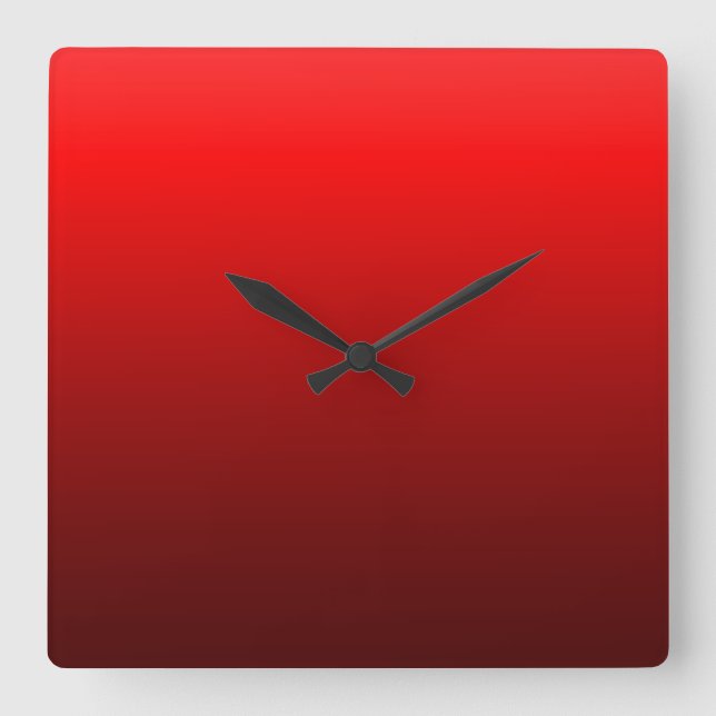 Sleek Modern Crimson Red Wall Clocks Quadratische Wanduhr (Vorderseite)