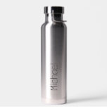 Sleek Modern Ihr Name Silver Water Flasche<br><div class="desc">Persönlich gestalten Sie diese elegante Wasserflasche mit Ihrem Namen in einem modernen,  sauberen Schriftart.</div>