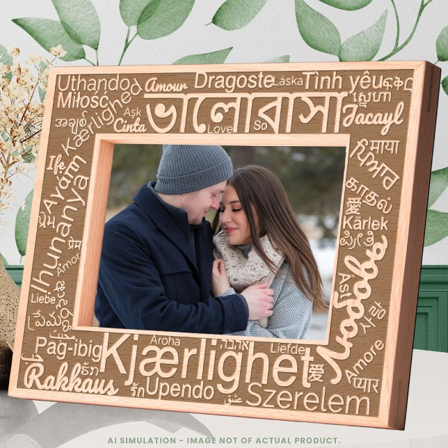 Sleek Modern Laser Gravur "LIEBE" in 50 Sprachen Geätzte Rahmen (Von Creator hochgeladen)