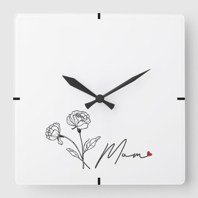 Sleek Modern Mütter Tag Geschenk Wall Uhr (Vorderseite)