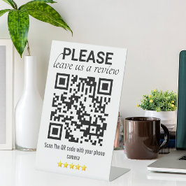 Sleek & Modern QR-Code "Verlass a Review" Sockelschild