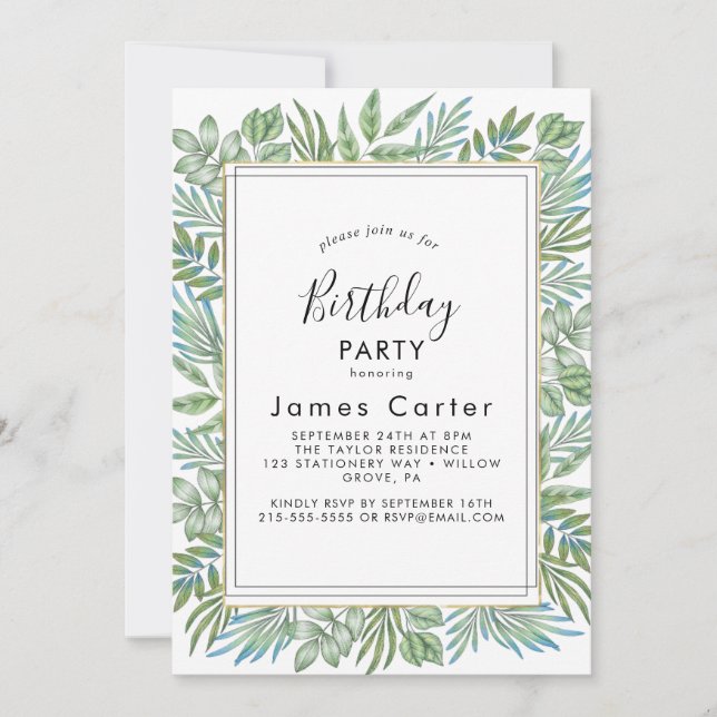 Sleek Modern Script Birthday Party Einladung (Vorderseite)