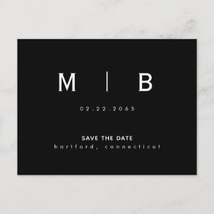 Sleek Monogram Moderner Schriftart Hochzeit speich Postkarte