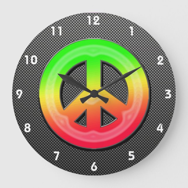 Sleek Peace Sign Große Wanduhr (Vorderseite)