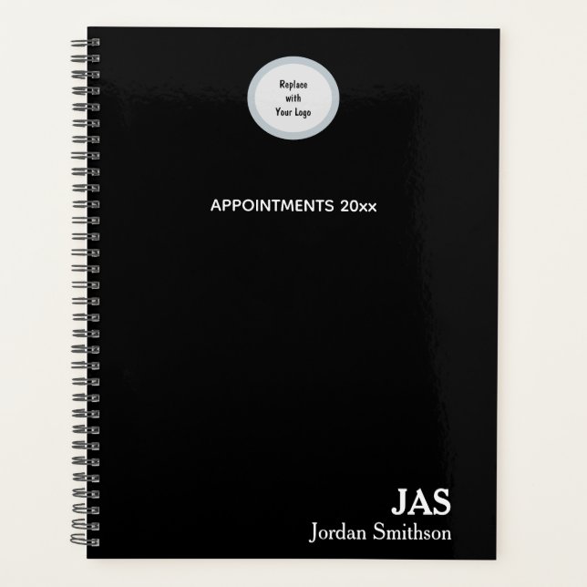 Sleek Personalisiert Black Appointing Book Planer (Vorderseite)