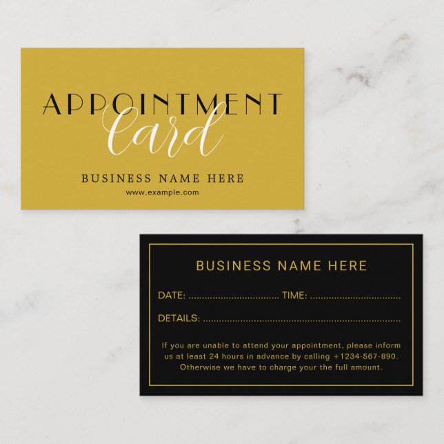 Sleek Professional Appointment Card for Scheduling Terminkarte (Vorne/Hinten)