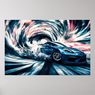 Sleek Racing Sports Car Drifting #4 Poster