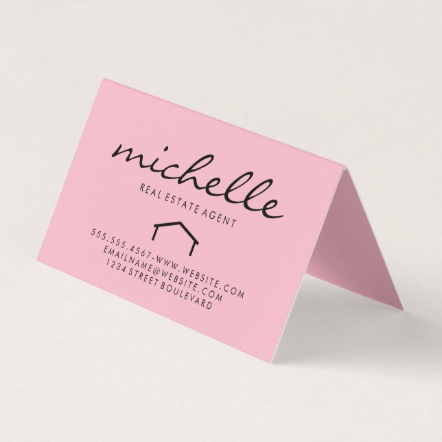 Sleek Real Anwesen Agent (pink) Visitenkarten (Vorderseite)