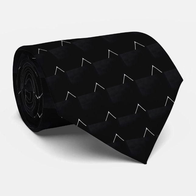 Sleek Schwarz-weiß V Pattern Neck Tie Krawatte (Gerollt)
