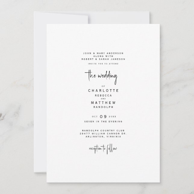 Sleek & Simple Beide Sets Eltern Hochzeit Einladung (Vorderseite)