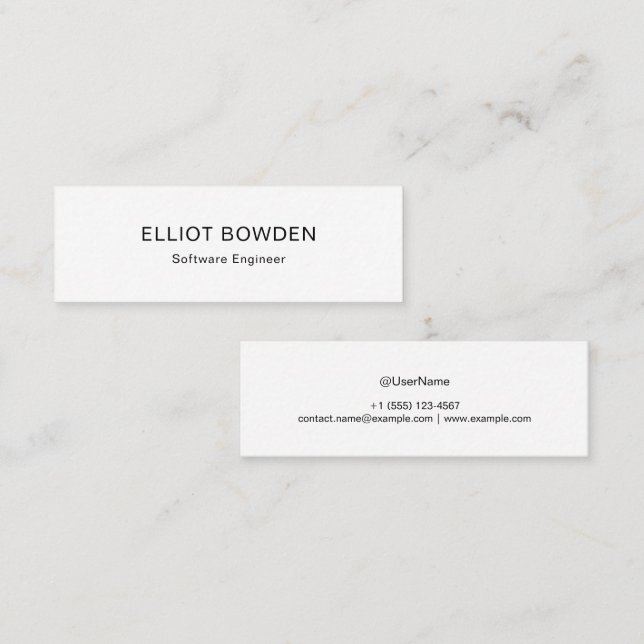 Sleek Simple Design Personalized Calling Card Telefonnummerkarte (Vorne/Hinten)