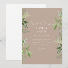 Sleek & Simple Foliage Brautparty Taupe Einladung