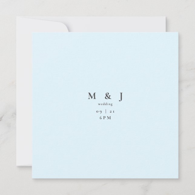 Sleek & Simple Modern Ice Blue Square Wedding Einladung (Vorderseite)