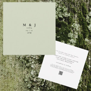 Sleek & Simple Modern Moss Green Square Hochzeit Einladung