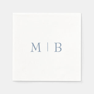 Sleek Simple Periwinkle Monogram White Cocktail Serviette