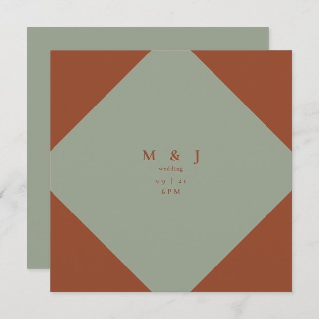 Sleek & Simple Sage & Terracotta Einladung (Vorne/Hinten)