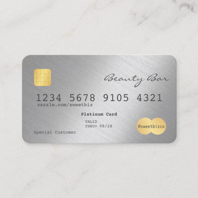Sleek Simplistic Credit Card Shininum Visitenkarte (Vorderseite)