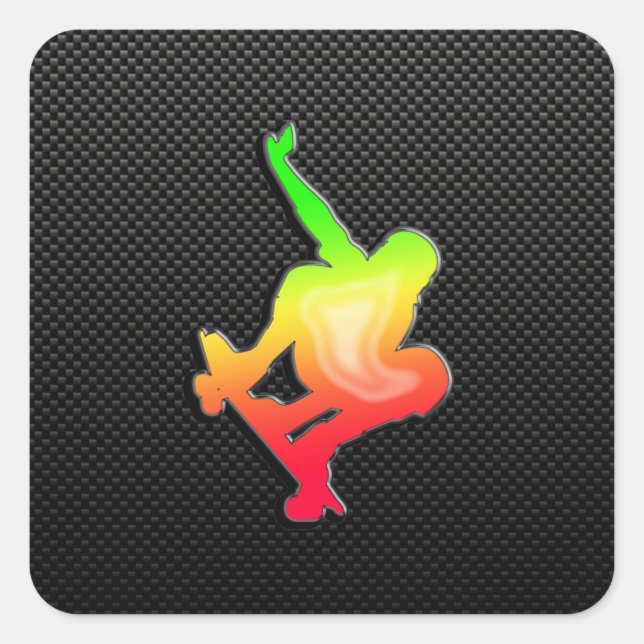 Sleek Skateboarding Quadratischer Aufkleber (Vorderseite)