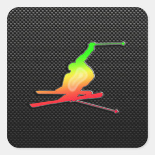 Sleek Snow Skiing Quadratischer Aufkleber