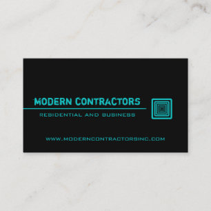 Sleek Square Business Card, Schwarz und Türkis Visitenkarte