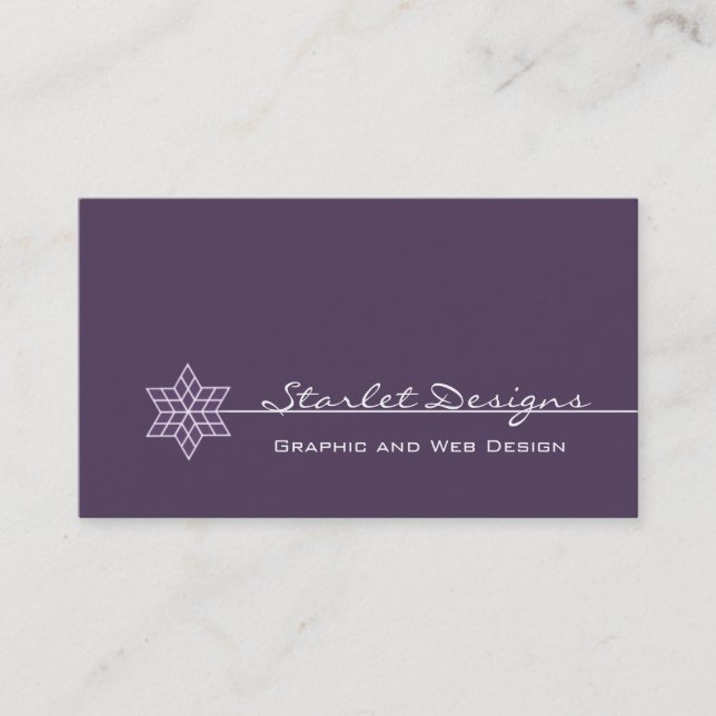 Sleek Starlet Business Card, Eggplant Visitenkarte (Vorderseite)