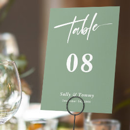 Sleek und stilvoll: Sage Green Modern Wedding Tischnummer