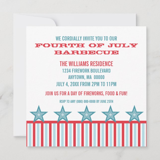 Sleek US Flagge Invite Einladung (Vorderseite)