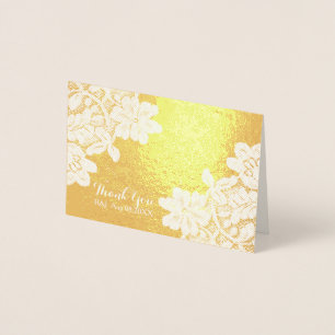 Sleek Vintag Lace Wedding Vielen Dank Folienkarte