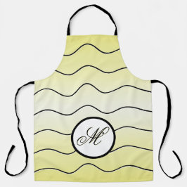 Sleek Wavy Lines Family Initial Butter Yellow Schürze