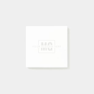 Sleek White Beruflich Modern Monogram Watermark Post-it Klebezettel