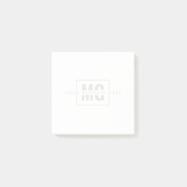 Sleek White Beruflich Modern Monogram Watermark Post-it Klebezettel (Vorderseite)