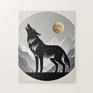 Sleek wolf Silhouette schwarz grau minimalistisch