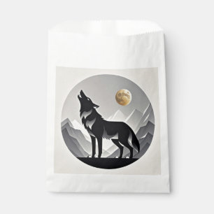 Sleek wolf Silhouette schwarz grau minimalistisch Geschenktütchen