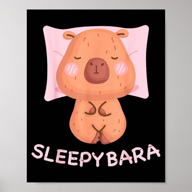 Sleeng Capybara Pajamas Nightgown Sleepybara Roden Poster (Vorne)
