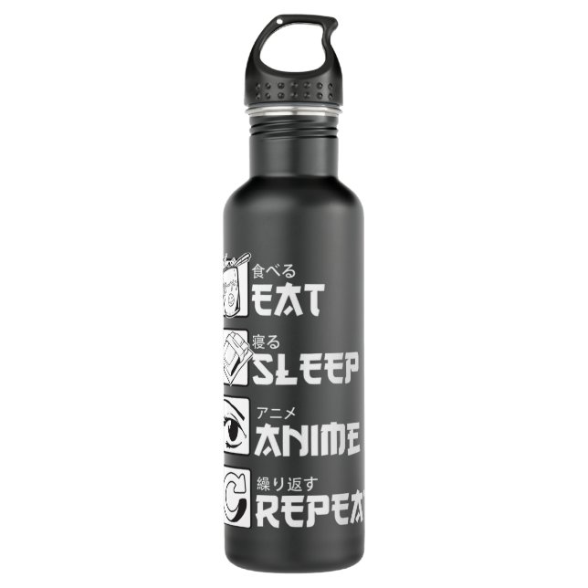 Sleep Anime Repeat Shirt, Anime Manga Shirts m Edelstahlflasche (Vorderseite)
