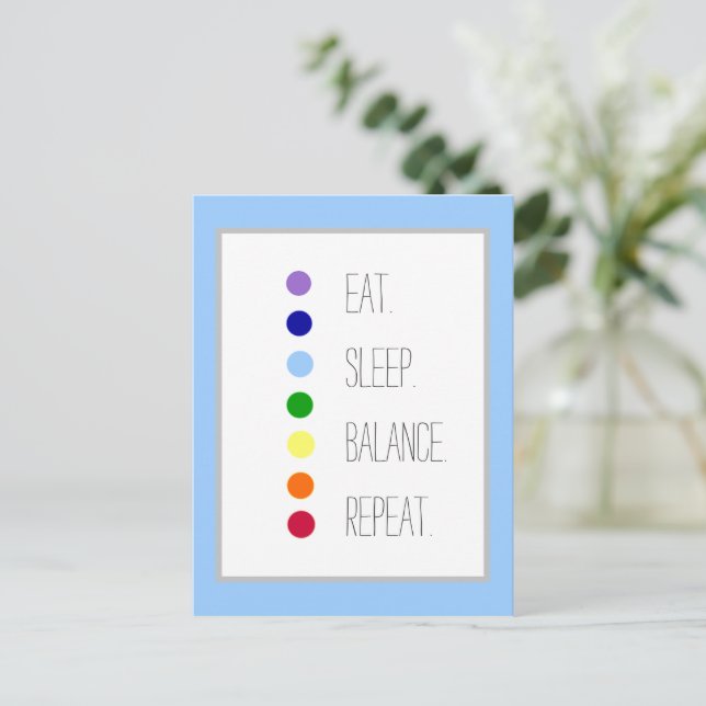 Sleep Balance Einfaches Chakra Design essen Postkarte (Stehend Vorderseite)