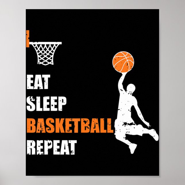 Sleep Basketball Wiederholen Basketball Boys und G Poster (Vorne)