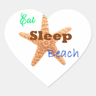 Sleep Beach essen - Heftpflaster Herz-Aufkleber