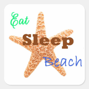 Sleep Beach essen - Square Sticker