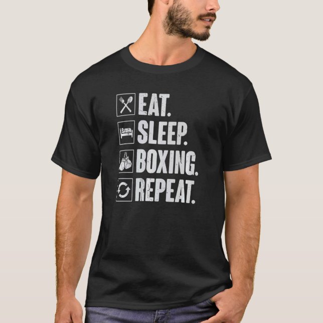 Sleep Boxing Wiederholung von Retro Man Boxing T-Shirt (Vorderseite)