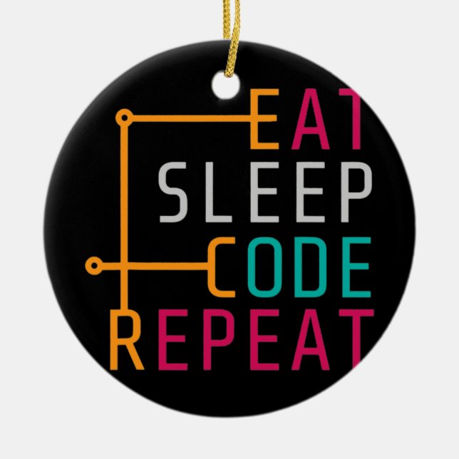 Sleep-Code wiederholen Coder-Entwickler-Computer Keramik Ornament (Vorne)