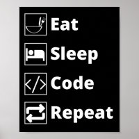 Sleep-Code wiederholen Plakat essen
