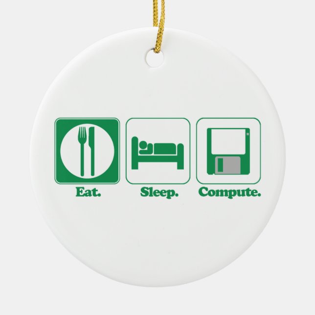 Sleep-Computer (grün) Keramik Ornament (Vorne)