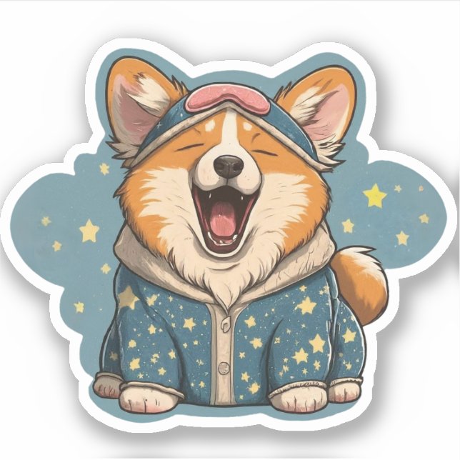 Sleep Corgi in Pajamas Aufkleber (Vorderseite)