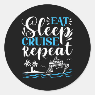 Sleep Cruise Wiederholung Kreuzfahrt essen Runder Aufkleber