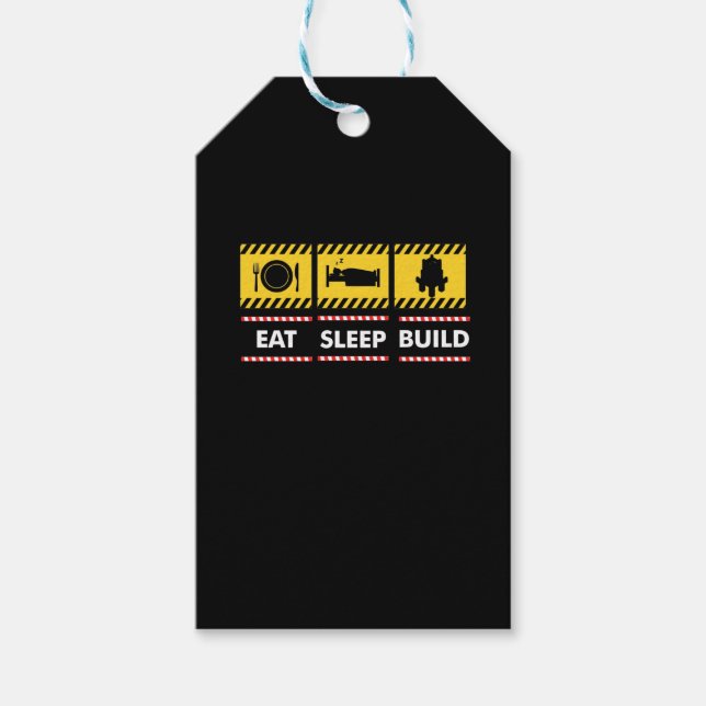 Sleep Essen Build Wiederholen Gebäude Blocksteine Geschenkanhänger (Vorderseite)