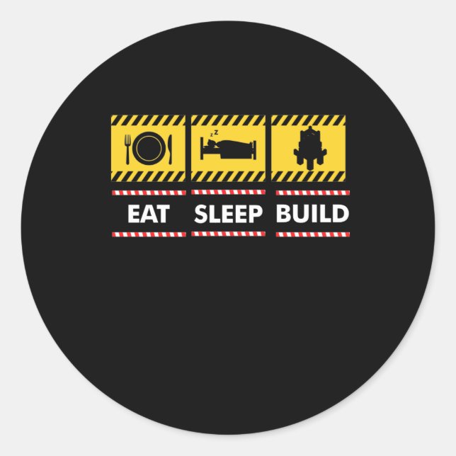 Sleep Essen Build Wiederholen Gebäude Blocksteine Runder Aufkleber (Vorderseite)